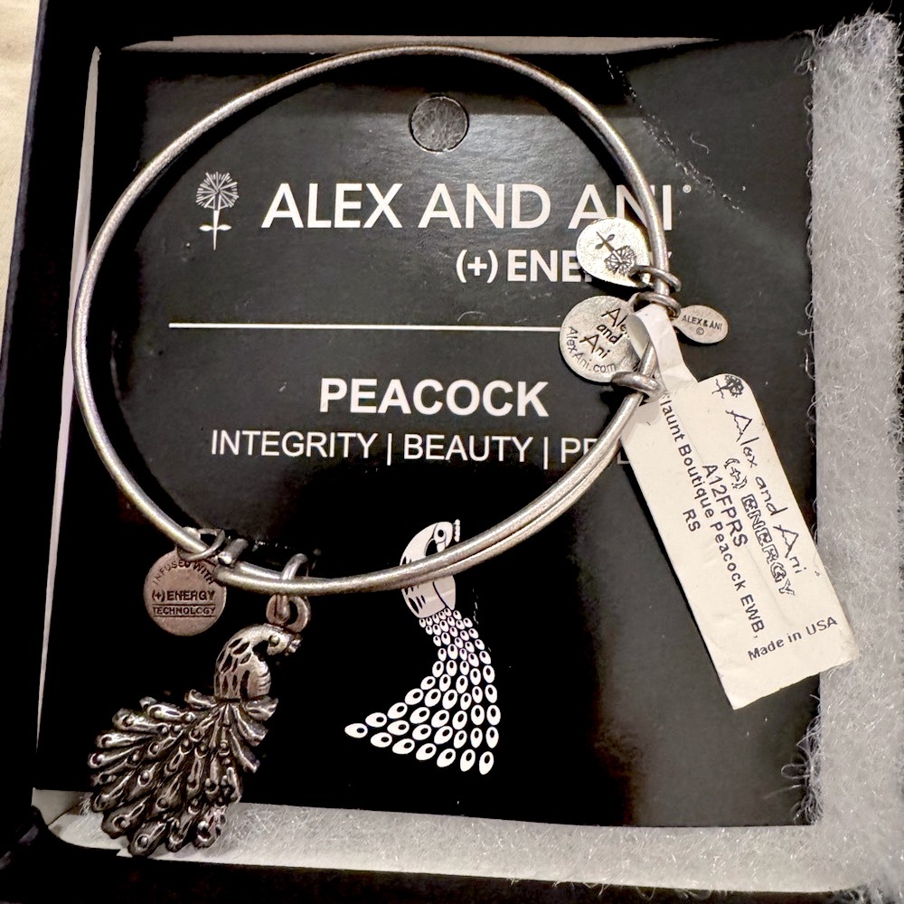 Alex and Ani Silver Peacock Bracelet